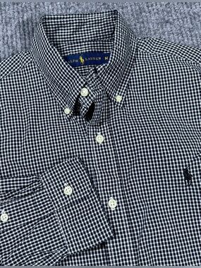 Polo Ralph Lauren Shirt Black White Gingham Long Sleeve Button Down Mens Size M